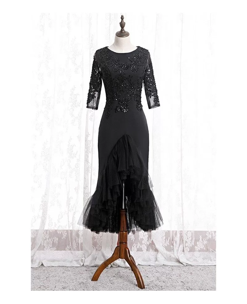 black fitted formal dress