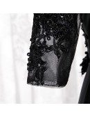 Black Fitted Mermaid Lace Formal Dress With Sleeves