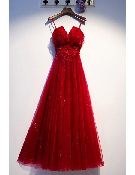 Gorgeous Empire Lace Long Tulle Prom Dress With Straps