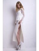 Stylish Chiffon Lace Long Mother of the Bride Dress With Sleeves