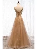 Special Aline Tulle Long Prom Formal Dress With Straps