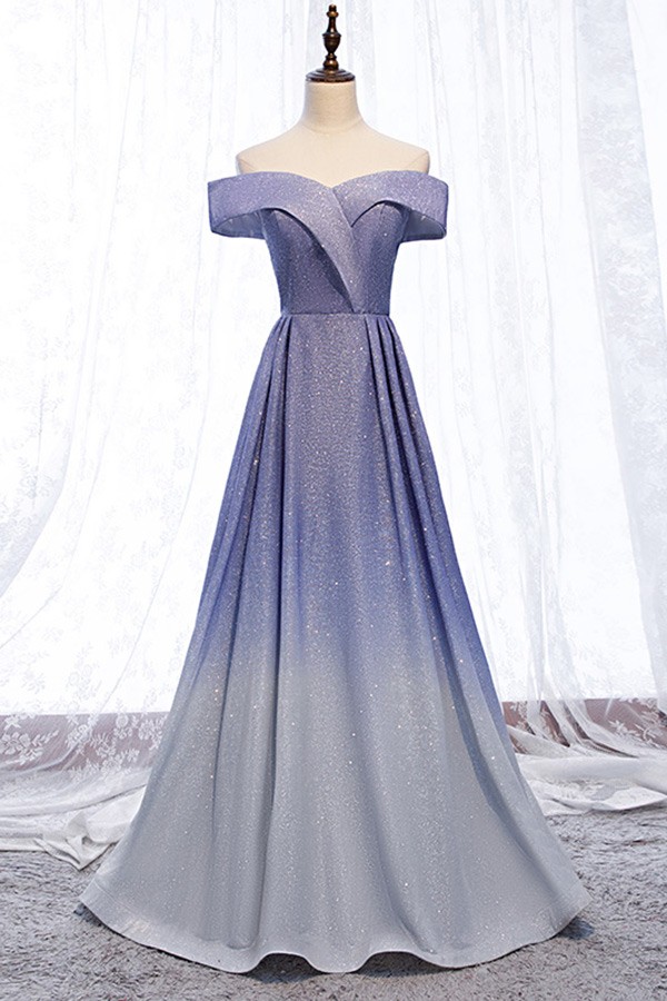 purple and blue ombre dress Purple Blue Ombre Sparkly Long Prom Dress Off Shoulder