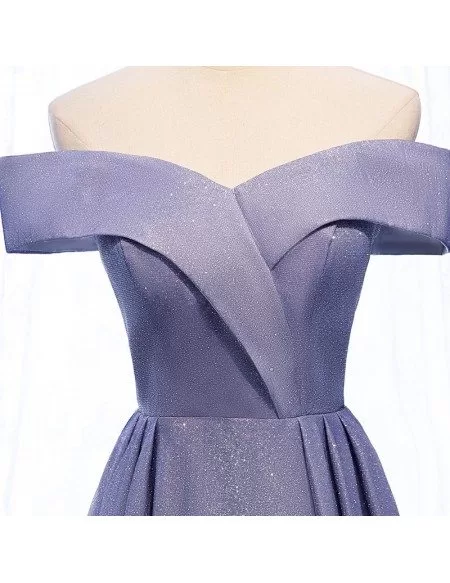 Purple Blue Ombre Sparkly Long Prom Dress Off Shoulder