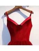 Short Red Velvet With Tulle Cute Party Dress With Straps