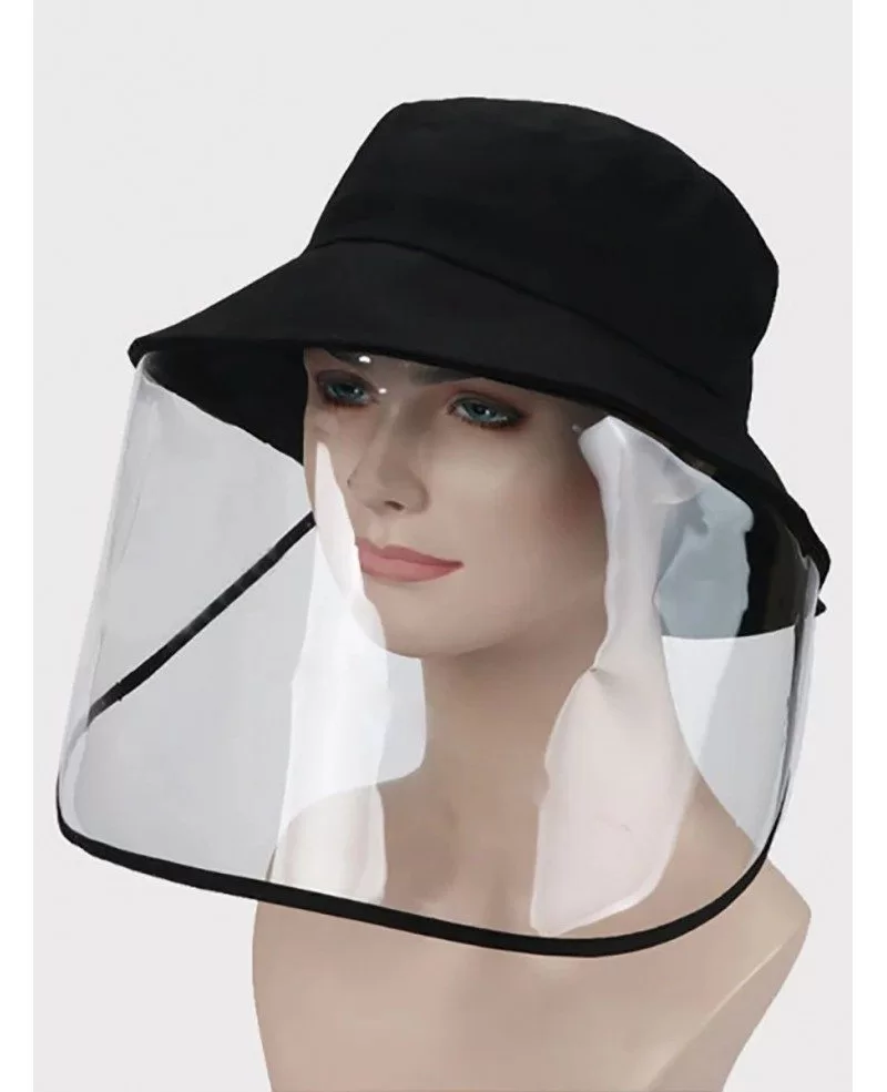 Anti-Saliva Face Shield Outdoor Hat Black Hat With Plastic Shield