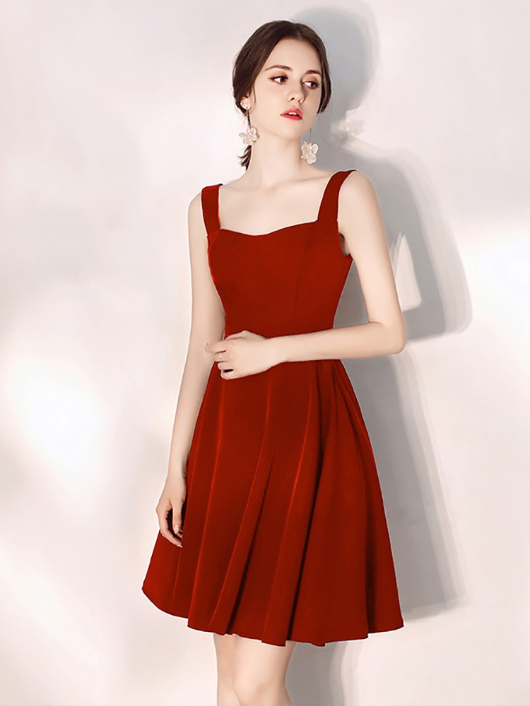 simple red party dress