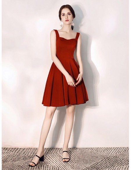 Simple Burgundy Daily Wear Little Red Dress For Parties