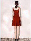 Simple Burgundy Daily Wear Little Red Dress For Parties