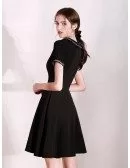 Modest Short Little Black Party Dress With Sleeves