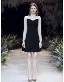Fitted Cocktail Black Dress With Long Sequin Sleeves