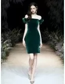 Sexy Tight Short Velvet Green Party Dress With Off Shoulder