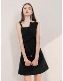 Simple Black Cocktail Dress With Spaghetti Straps
