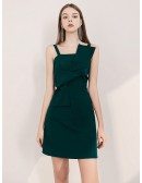 Simple Green Cocktail Party Dress With Spaghetti Straps