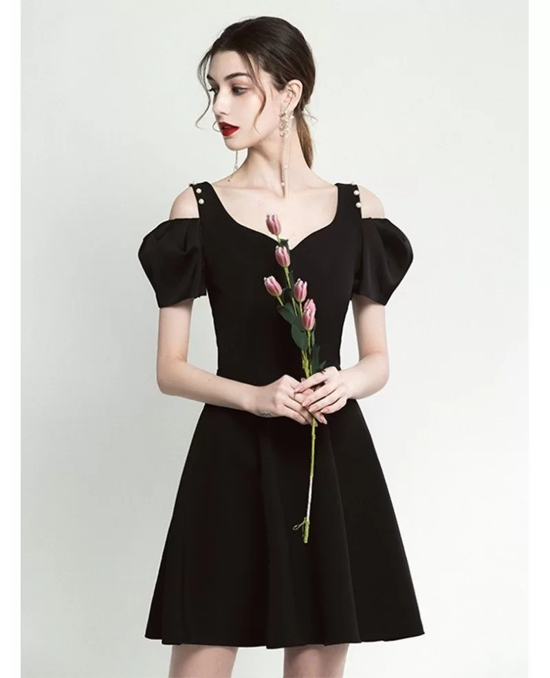 casual black dress with sleeves