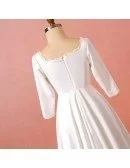 Custom Modest Satin Square Neck Wedding Reception Dress with Half Sleeves High Quality