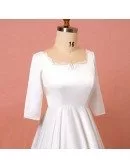 Custom Modest Satin Square Neck Wedding Reception Dress with Half Sleeves High Quality