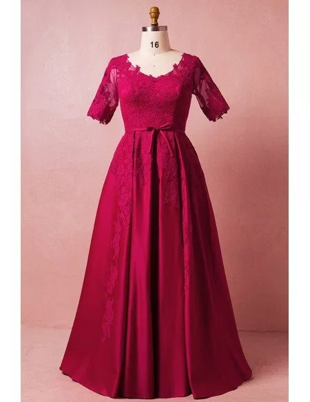 Custom Burgundy Formal Wedding Party Dress Vneck Lace with Short ...