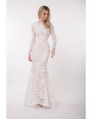 Chic Mermaid  Lace Sweep Train Dress With Open Back