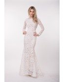 Chic Mermaid  Lace Sweep Train Dress With Open Back