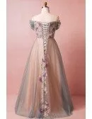 Custom Grey with Pink Flowers Prom Dress Plus Size High Quality