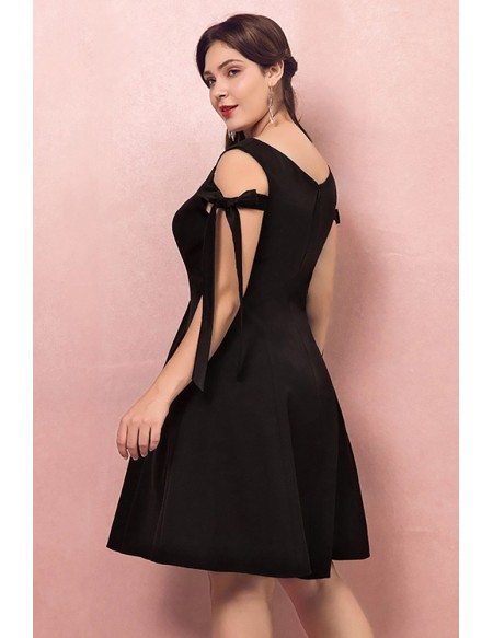 Custom Little Black Chic Short Party Dress with Straps Plus Size High Quality