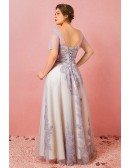 Custom Illusion Short Sleeved Wedding Party Dress with Sequined Lace Plus Size High Quality