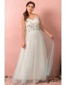 Custom Pretty Light Blue Long Tulle Prom Dress with Modest Sheer Sleeves High Quality