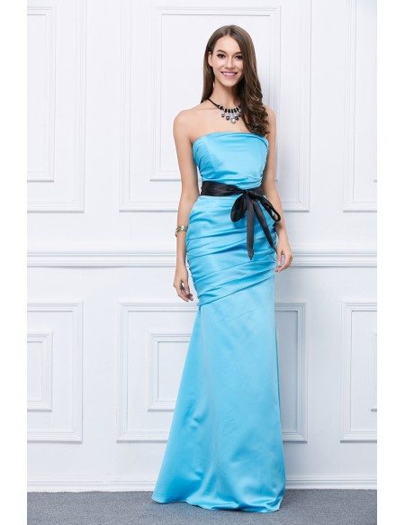 Elegant Mermaid Strapless Satin Long Prom Dress With Bow