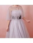 Custom Elegant Grey Long Tulle Wedding Party Dress with Cape Plus Size High Quality