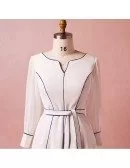 Custom Blue Line Pattern Short Formal Dress with Long Sleeves Plus Size High Quality