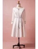 Custom Blue Line Pattern Short Formal Dress with Long Sleeves Plus Size High Quality