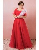Custom Red Polka Dot Tulle Cute Party Dress with Puffy Sleeves High Quality