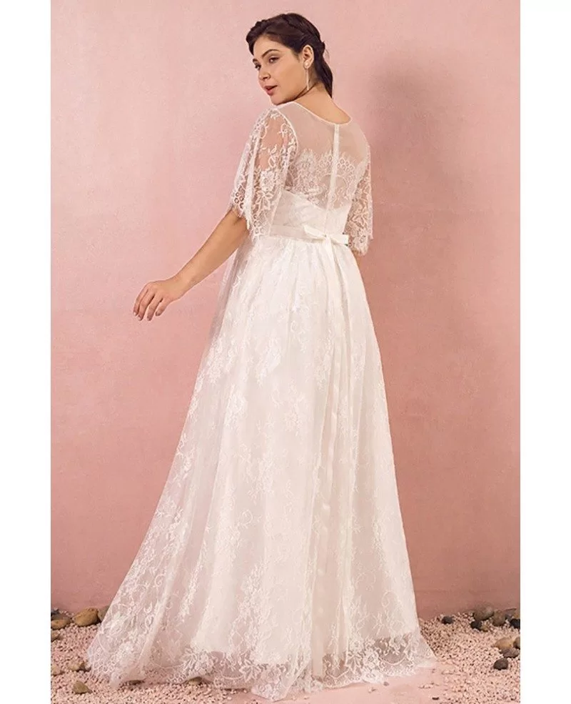 Custom Elegant Ivory Full Lace Wedding Dress with Puffy