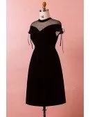 Custom Retro Little Black Party Dress with Illusion Neckline High Quality