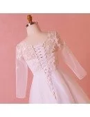 Custom Lace Vneck Plus Size Wedding Dress Laceup with Sleeves High Quality