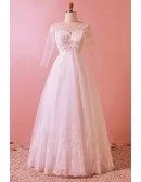 Custom Lace Vneck Plus Size Wedding Dress Laceup with Sleeves High Quality