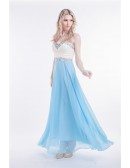Lovely A-Line Strapless Chiffon long Prom Dress With Beading