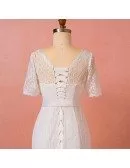 Custom Fitted Mermaid Lace Vneck Wedding Dress Laceup with Short Sleeves