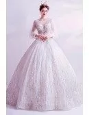 Bling Sequins Dreamy Ballgown Wedding Formal Dress With Long Sleeves