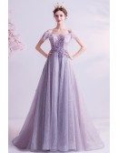 Beautiful Dusty Purple Bling Prom Dress Laceup With Train