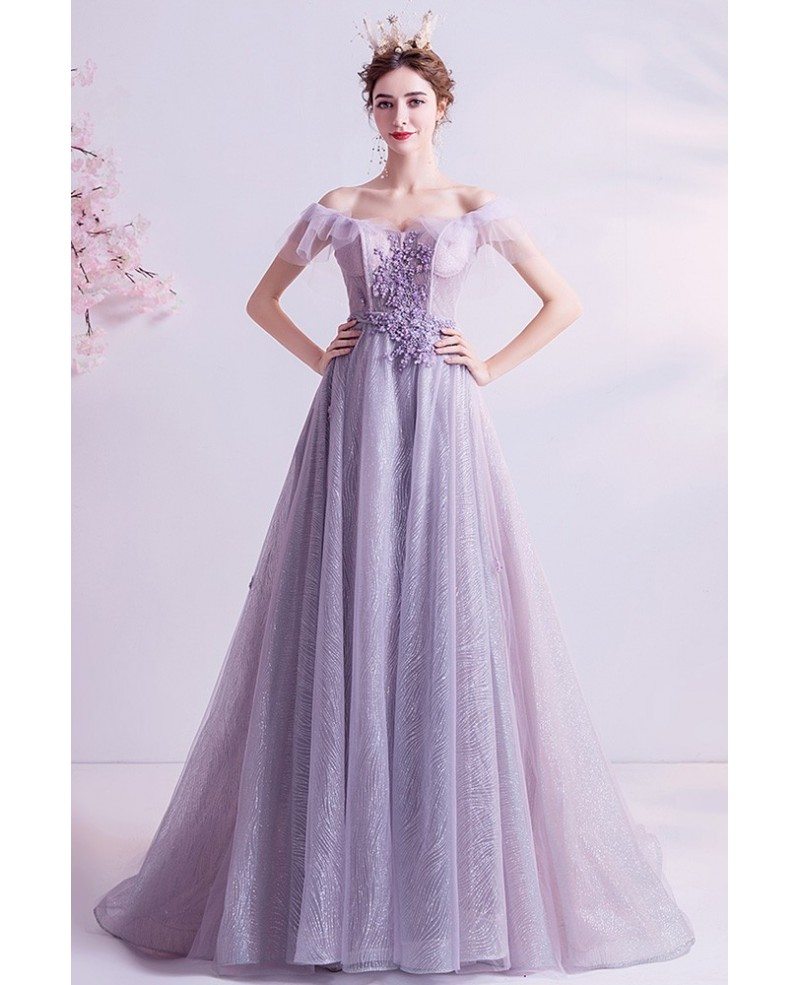 Beautiful Dusty Purple Bling Prom Dress Laceup With Train Wholesale # ...