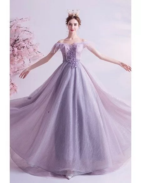 Beautiful Dusty Purple Bling Prom Dress Laceup With Train