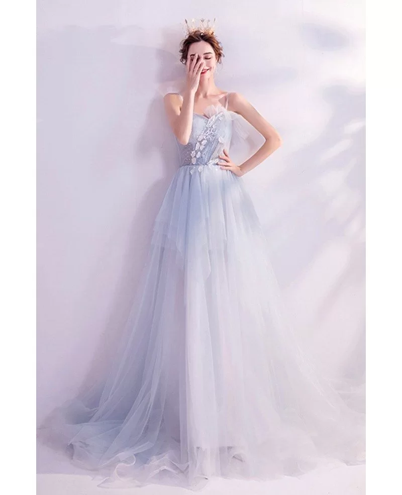 Fairytale Light Blue Flowy Long Tulle Prom Dress For Teens Wholesale # ...