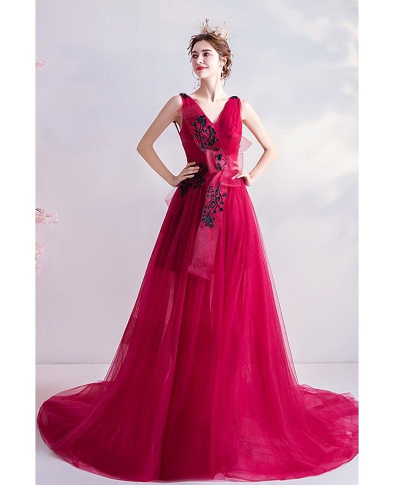 pleated tulle formal dress