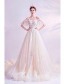 Romantic Ballgown Tulle Puffy Prom Princess Dress With Long Train