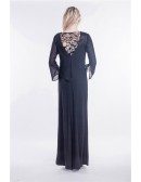 Elegant Black A-Line Chiffon Embroidered Dress