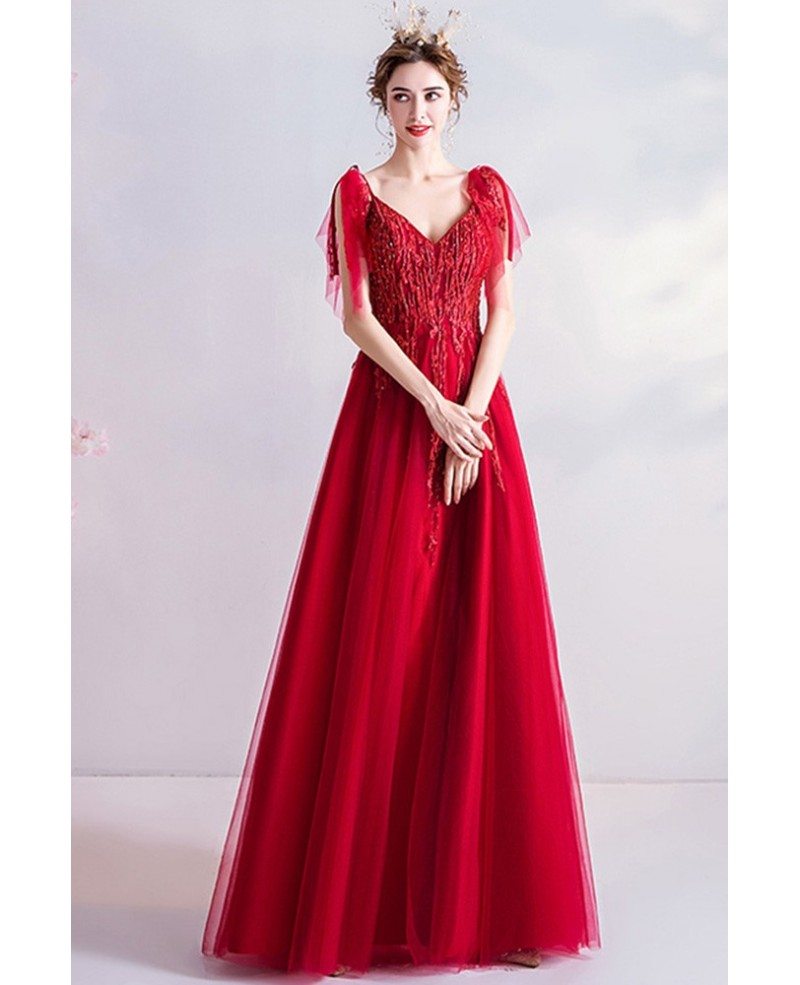 red tulle dress women's