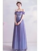 Purple Bling Tulle Aline Prom Dress Strapless With Sequins