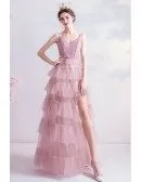 Pink Tulle Cute Birthday Party Dress With Straps