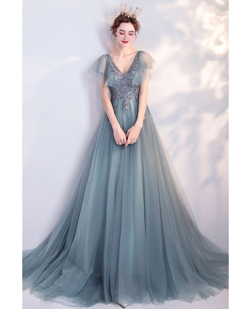 A-line Tulle Prom Princess Dress,Elegant Ball Gown Y4120 – Simplepromdress